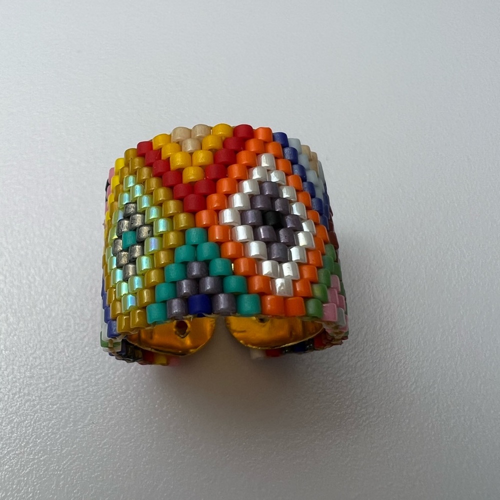 Geometric Pattern Stylish Miyuki Beaded Adjustable Rings - Trendy Boho Rings - Picture 3 of 12